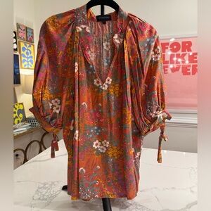 Cynthia Rowley Orange Floral Blouse